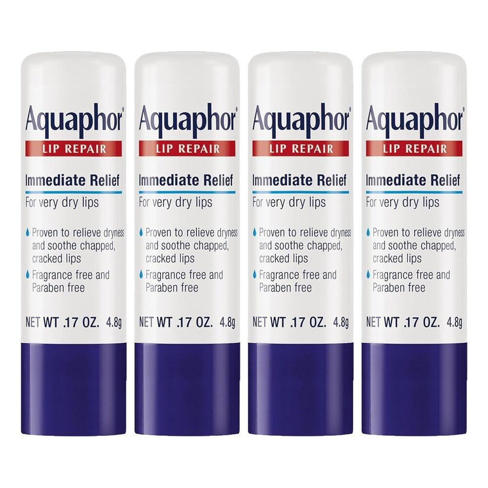 4-Pack Aquaphor Lip Repair Stick Jojoba Oil Moisturizing Lip Balms 0.17oz White